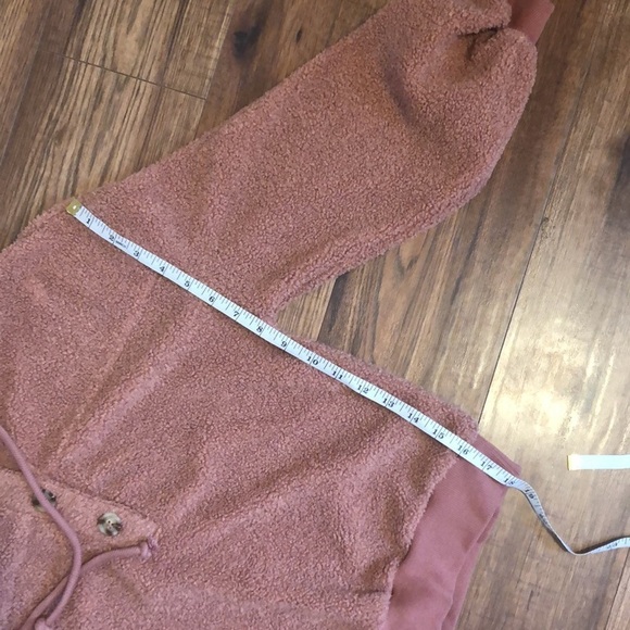 🧡 XSP 🧡 NWT Anthro Top Sherpa Henley Hoodie Teddy Fuzzy Buttons​ - Picture 8 of 9